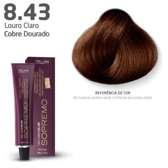 COLORAÇÃO ISOPREMO TALLIAN COLOR  60G LOURO CLARO COBRE DOURADO 8.43