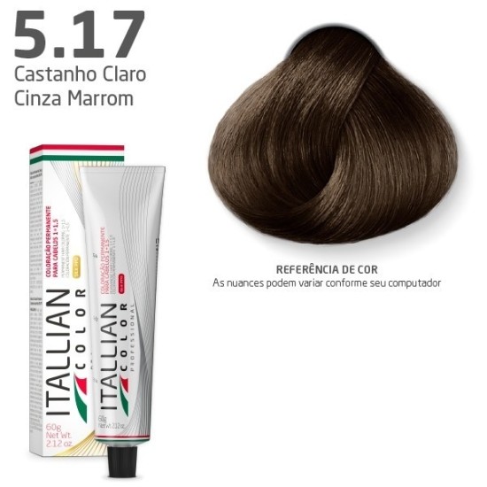 COLORAÇÃO ITALLIAN COLOR 60G CASTANHO CLARO CINZA MARROM 5.17