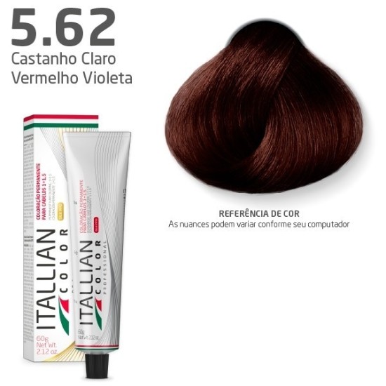 COLORAÇÃO ITALLIAN COLOR 60G CASTANHO CLARO VERMELHO VIOLETA 5.62