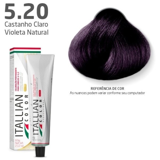 COLORAÇÃO ITALLIAN COLOR 60G CASTANHO CLARO VIOLETA NATURAL 5.20