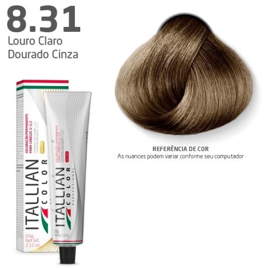 COLORAÇÃO ITALLIAN COLOR 60G LOURO CLARO DOURADO CINZA 8.31