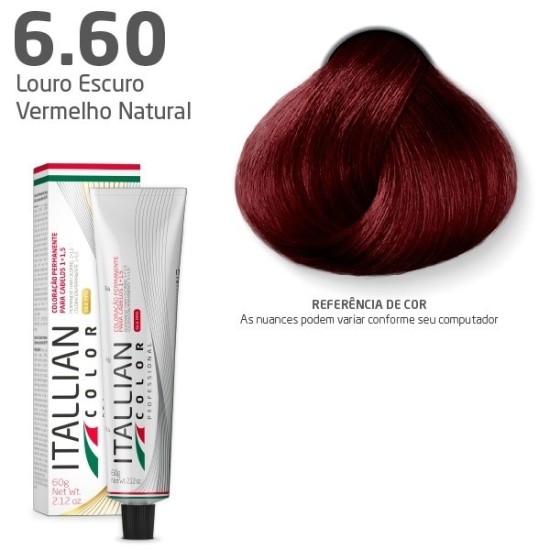 COLORAÇÃO ITALLIAN COLOR 60G LOURO ESCURO VERMELHO NATURAL 6.60