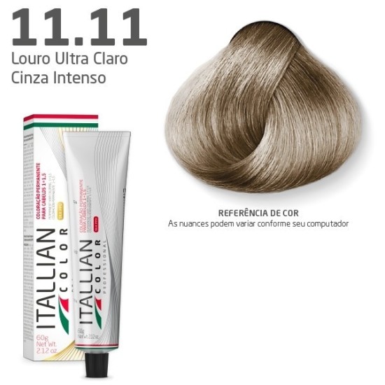 COLORAÇÃO ITALLIAN COLOR 60G LOURO ULTRA CLARO CINZA INTENSO 11.11