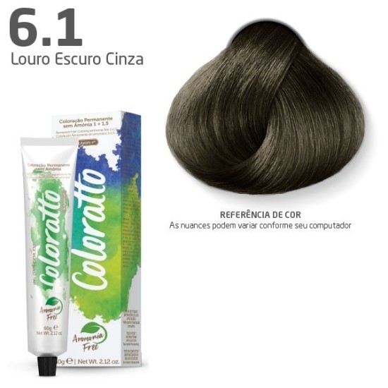 COLORAÇÃO COLORATTO SEM AMÔNIA  60G LOURO ESCURO CINZA 6.1