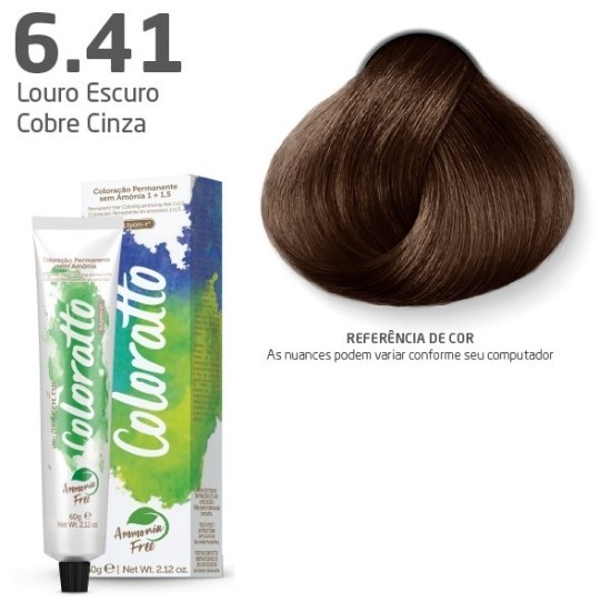 COLORAÇÃO COLORATTO  SEM AMÔNIA  60G LOURO ESCURO COBRE CINZA 6.41